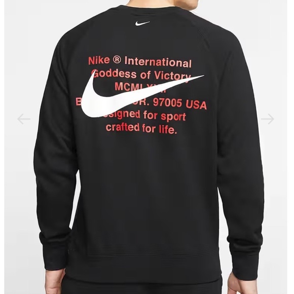 Nike Double Swoosh Crewneck Sweatshirt Black Red Mens Medium - Picture 2 of 7
